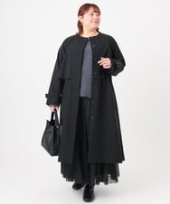 OLUBD09239 eur3(エウルキューブ) 【WEB先行販売】【大きいサイズ】ノーカラートレンチコート ブラック(94)