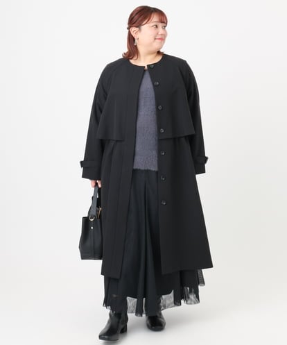 OLUBD09239 eur3 【WEB先行販売】【大きいサイズ】ノーカラートレンチコート