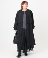 OLUBD09239 eur3(エウルキューブ) 【WEB先行販売】【大きいサイズ】ノーカラートレンチコート ブラック(94)
