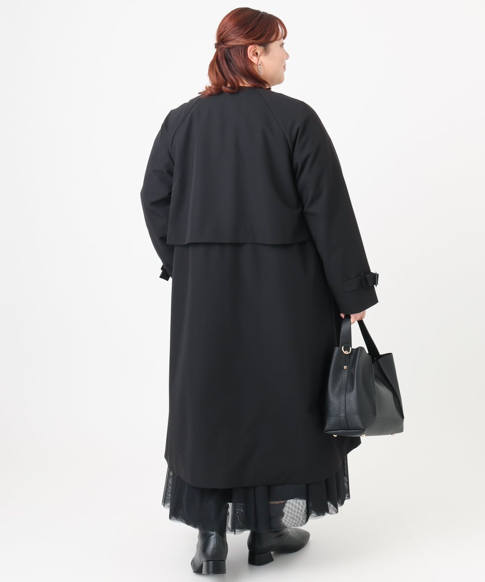 OLUBD09239 eur3(エウルキューブ) 【WEB先行販売】【大きいサイズ】ノーカラートレンチコート ブラック(94)
