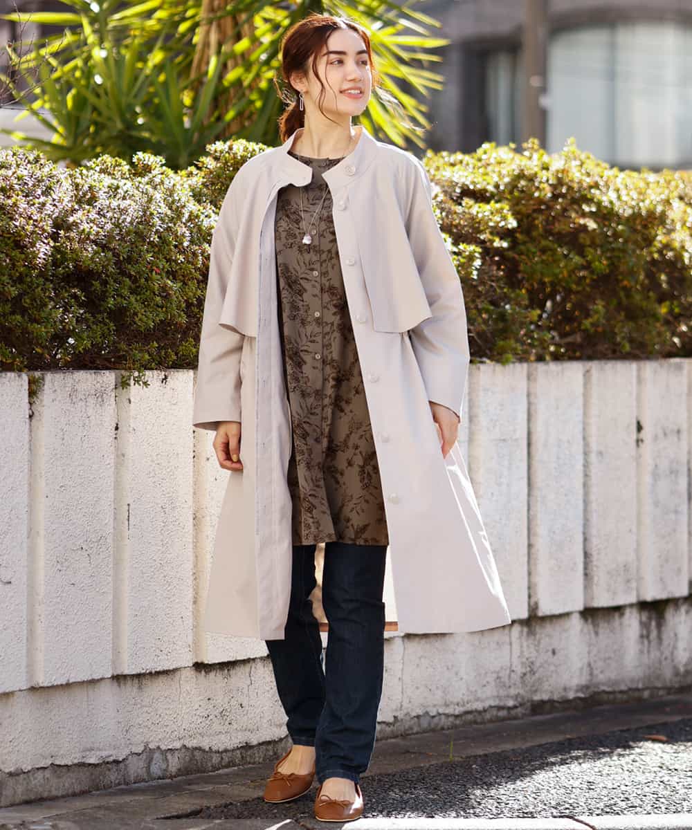 OLUCP01170 eur3(エウルキューブ) 【大きいサイズ/微撥水】スタンドカラーコート ベージュ(82)