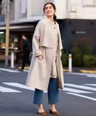 OLUCP01170 eur3(エウルキューブ) 【大きいサイズ/微撥水】スタンドカラーコート ベージュ(82)
