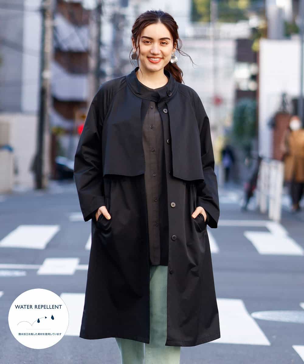 OLUCP01170 eur3(エウルキューブ) 【大きいサイズ/微撥水】スタンドカラーコート ブラック(94)