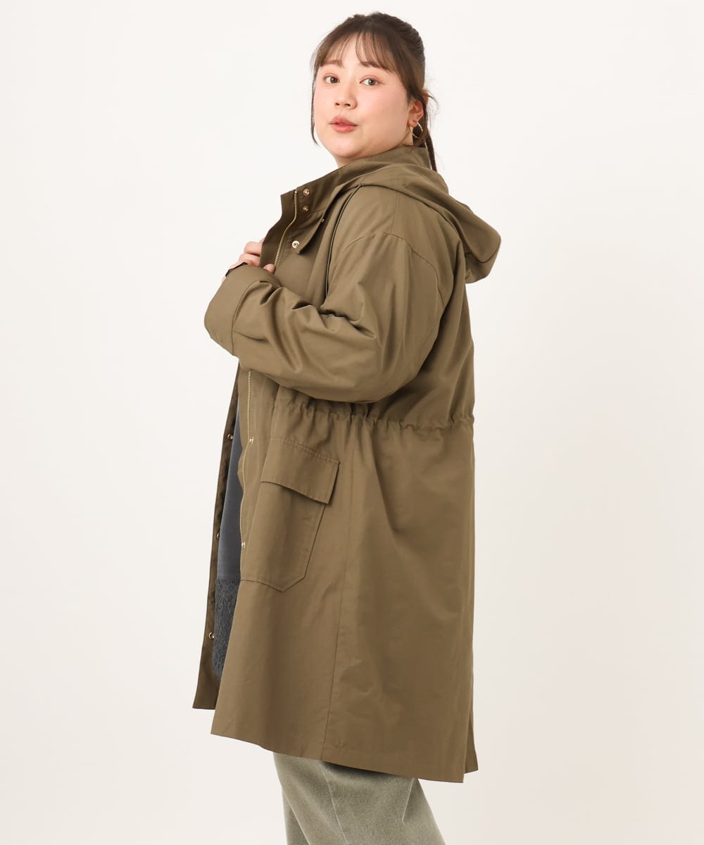 OLUKD05199 eur3(エウルキューブ) 【WEB先行販売】【大きいサイズ】モッズ風フーディ―コート カーキ