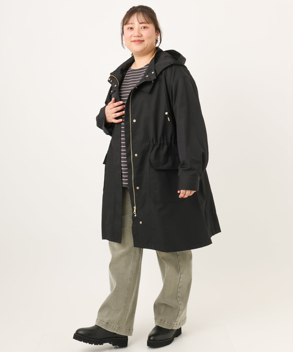 OLUKD05199 eur3(エウルキューブ) 【WEB先行販売】【大きいサイズ】モッズ風フーディ―コート ブラック