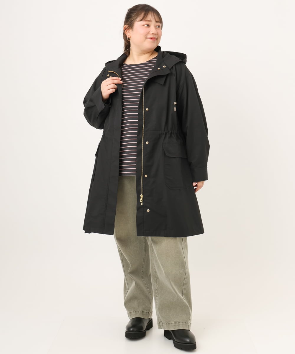 OLUKD05199 eur3(エウルキューブ) 【WEB先行販売】【大きいサイズ】モッズ風フーディ―コート ブラック