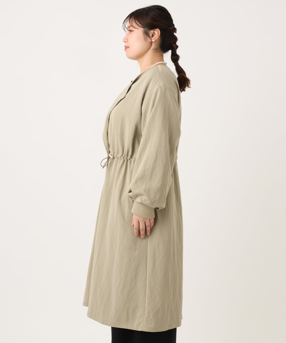 OLULA05199 eur3(エウルキューブ) 【WEB先行販売】【大きいサイズ】ノーカラーロングコート ベージュ(82)