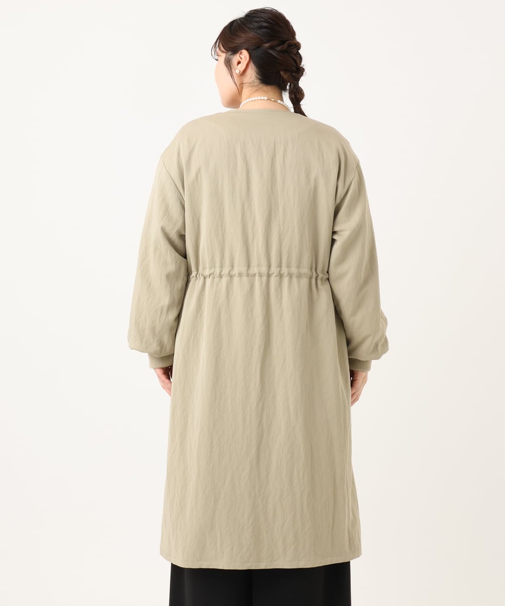OLULA05199 eur3(エウルキューブ) 【WEB先行販売】【大きいサイズ】ノーカラーロングコート ベージュ(82)