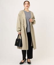 OLULA05199 eur3(エウルキューブ) 【WEB先行販売】【大きいサイズ】ノーカラーロングコート ベージュ(82)
