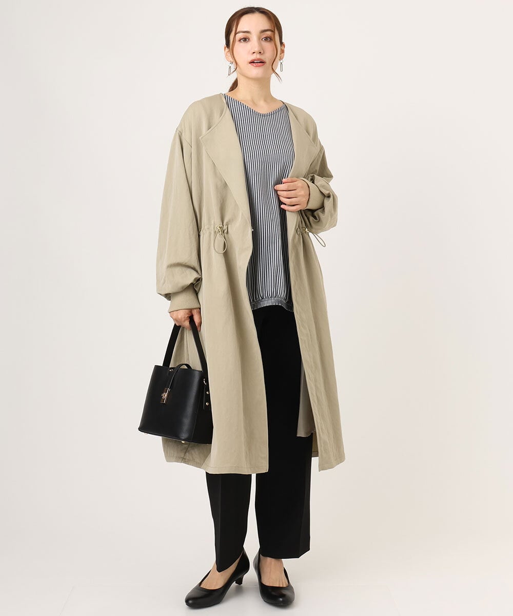OLULA05199 eur3(エウルキューブ) 【WEB先行販売】【大きいサイズ】ノーカラーロングコート ベージュ(82)