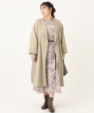 OLULA05199 eur3(エウルキューブ) 【WEB先行販売】【大きいサイズ】ノーカラーロングコート ベージュ(82)