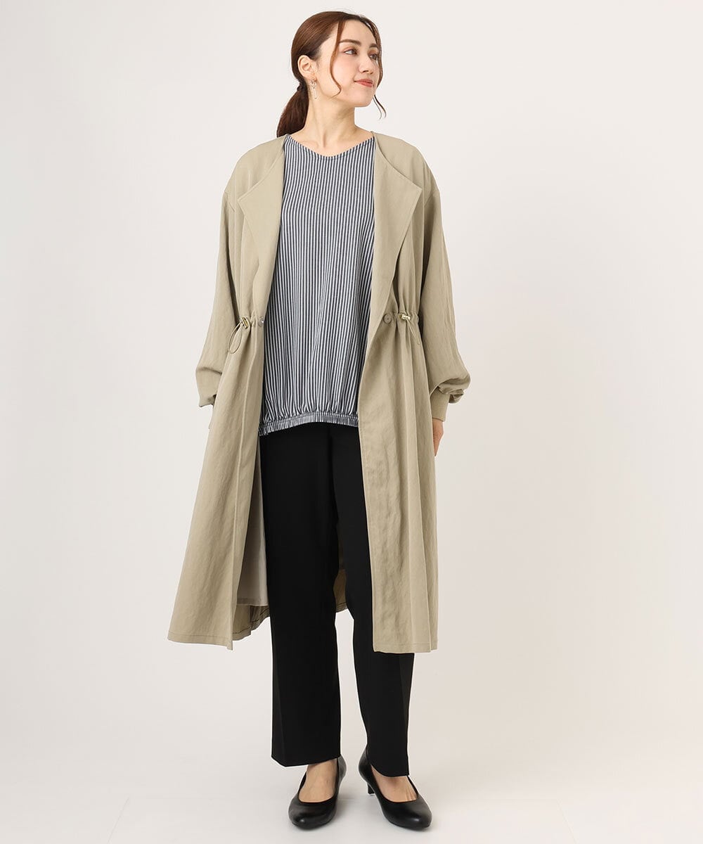 OLULA05199 eur3(エウルキューブ) 【WEB先行販売】【大きいサイズ】ノーカラーロングコート ベージュ(82)