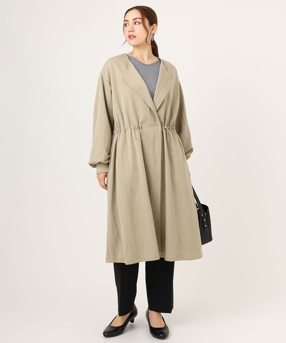OLULA05199 eur3(エウルキューブ) 【WEB先行販売】【大きいサイズ】ノーカラーロングコート ベージュ(82)