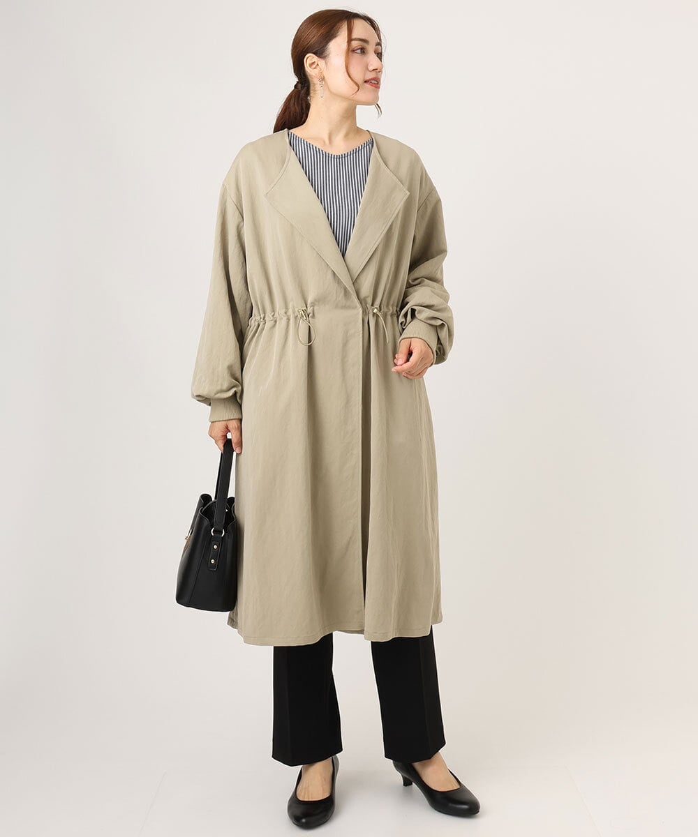 OLULA05199 eur3(エウルキューブ) 【WEB先行販売】【大きいサイズ】ノーカラーロングコート ベージュ(82)
