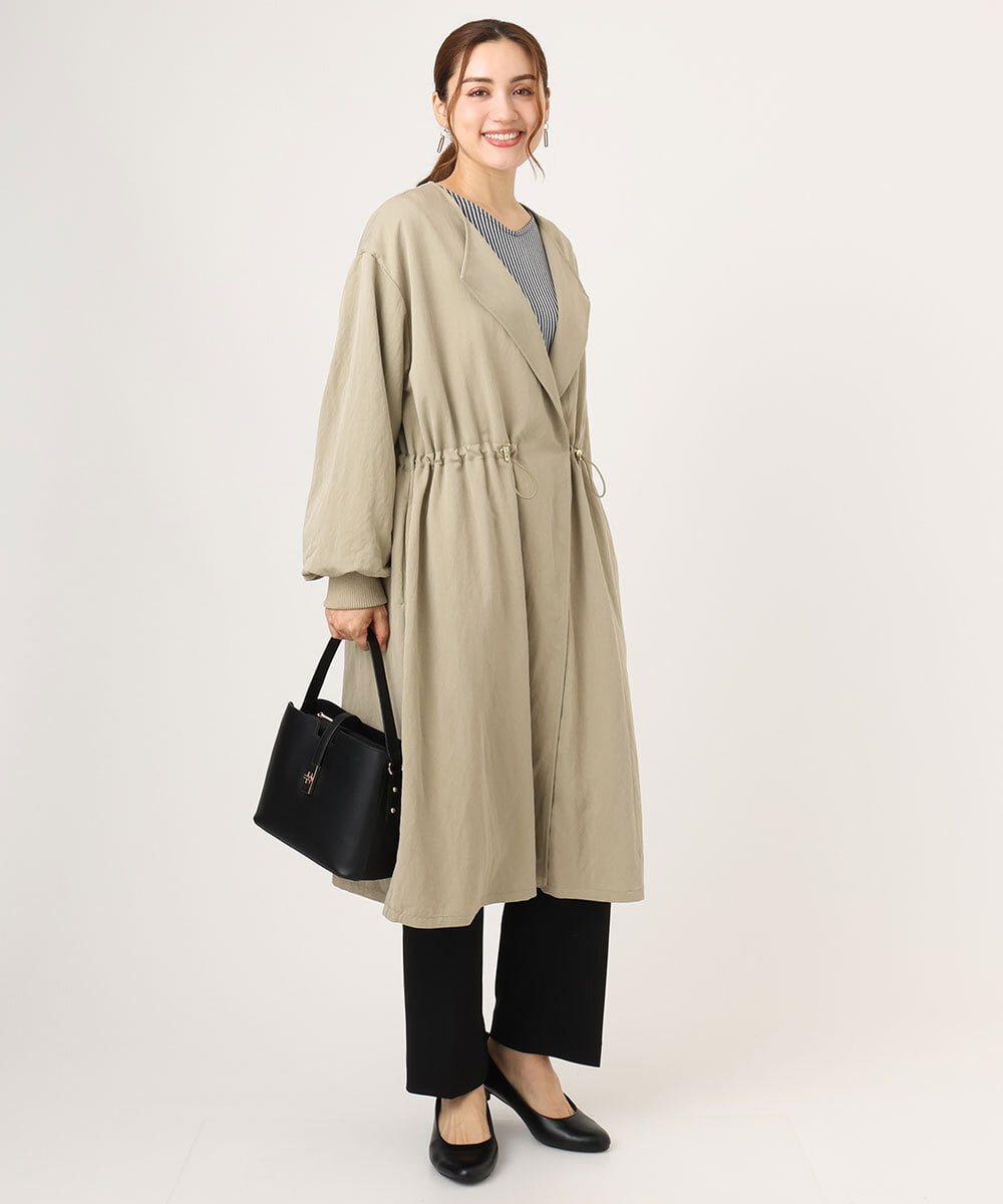 OLULA05199 eur3(エウルキューブ) 【WEB先行販売】【大きいサイズ】ノーカラーロングコート ベージュ(82)
