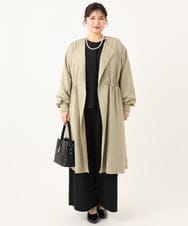 OLULA05199 eur3(エウルキューブ) 【WEB先行販売】【大きいサイズ】ノーカラーロングコート ベージュ(82)