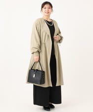 OLULA05199 eur3(エウルキューブ) 【WEB先行販売】【大きいサイズ】ノーカラーロングコート ベージュ(82)