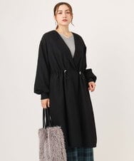 OLULA05199 eur3(エウルキューブ) 【WEB先行販売】【大きいサイズ】ノーカラーロングコート ブラック(94)