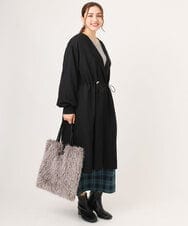 OLULA05199 eur3(エウルキューブ) 【WEB先行販売】【大きいサイズ】ノーカラーロングコート ブラック(94)
