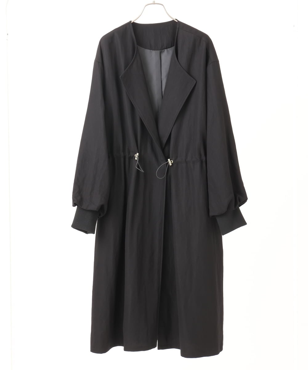 OLULA05199 eur3(エウルキューブ) 【WEB先行販売】【大きいサイズ】ノーカラーロングコート ブラック(94)