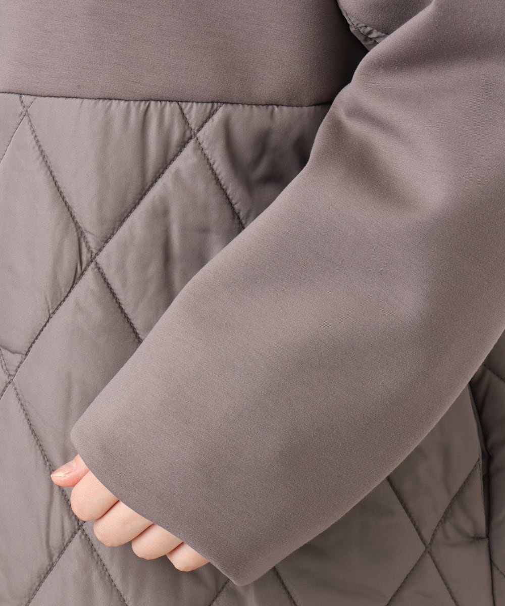 OLULD03199 eur3(エウルキューブ) 【大きいサイズ】ダンボール×キルティングノーカラーコート モカ