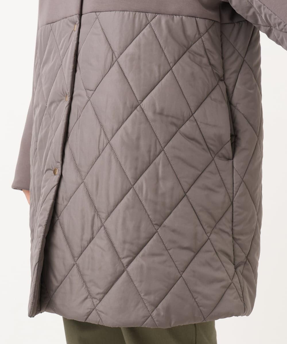 OLULD03199 eur3(エウルキューブ) 【大きいサイズ】ダンボール×キルティングノーカラーコート モカ