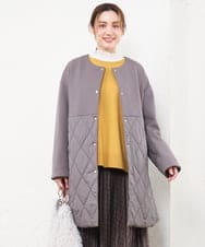 OLULD03199 eur3(エウルキューブ) 【大きいサイズ】ダンボール×キルティングノーカラーコート モカ