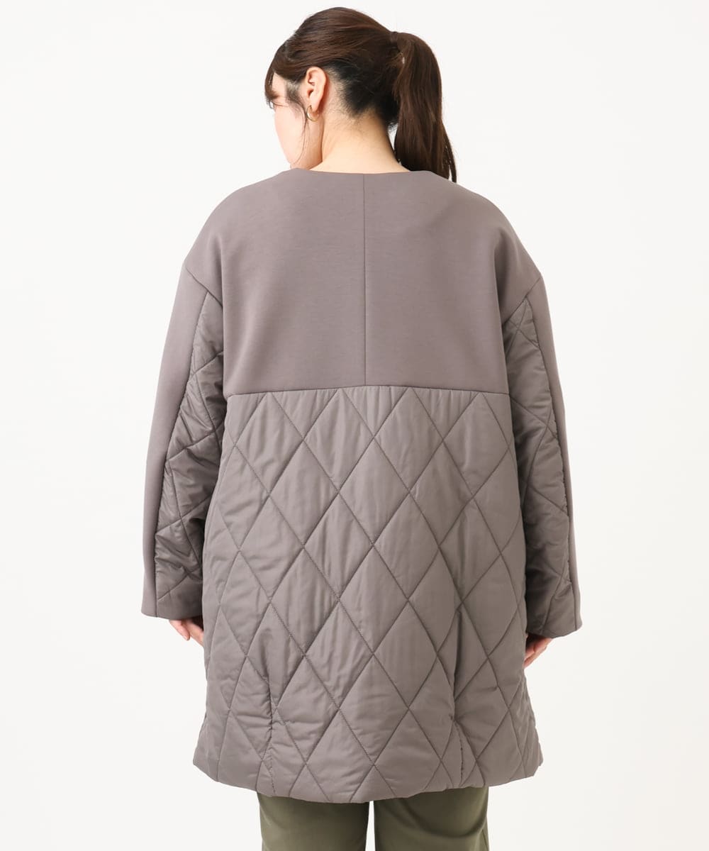 OLULD03199 eur3(エウルキューブ) 【大きいサイズ】ダンボール×キルティングノーカラーコート モカ