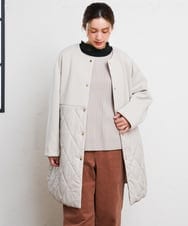 OLULD03199 eur3(エウルキューブ) 【大きいサイズ】ダンボール×キルティングノーカラーコート グレージュ