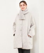 OLULD03199 eur3(エウルキューブ) 【大きいサイズ】ダンボール×キルティングノーカラーコート グレージュ