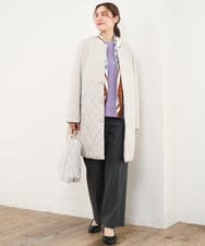OLULD03199 eur3(エウルキューブ) 【大きいサイズ】ダンボール×キルティングノーカラーコート グレージュ