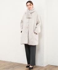 OLULD03199 eur3(エウルキューブ) 【大きいサイズ】ダンボール×キルティングノーカラーコート グレージュ
