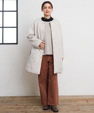 OLULD03199 eur3(エウルキューブ) 【大きいサイズ】ダンボール×キルティングノーカラーコート グレージュ