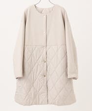 OLULD03199 eur3(エウルキューブ) 【大きいサイズ】ダンボール×キルティングノーカラーコート グレージュ