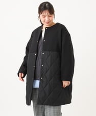 OLULD03199 eur3(エウルキューブ) 【大きいサイズ】ダンボール×キルティングノーカラーコート ブラック