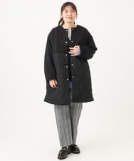 OLULD03199 eur3(エウルキューブ) 【大きいサイズ】ダンボール×キルティングノーカラーコート ブラック