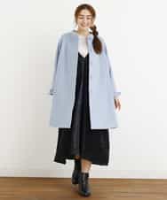 OLULM01260 eur3(エウルキューブ) 【大きいサイズ】ウール混クラシックコート ライトブルー(50)