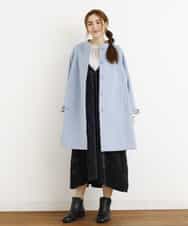 OLULM01260 eur3(エウルキューブ) 【大きいサイズ】ウール混クラシックコート ライトブルー(50)