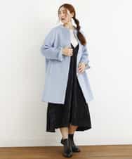 OLULM01260 eur3(エウルキューブ) 【大きいサイズ】ウール混クラシックコート ライトブルー(50)