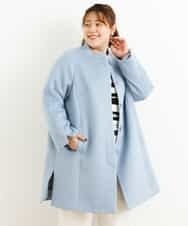 OLULM01260 eur3(エウルキューブ) 【大きいサイズ】ウール混クラシックコート ライトブルー(50)
