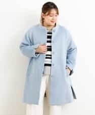 OLULM01260 eur3(エウルキューブ) 【大きいサイズ】ウール混クラシックコート ライトブルー(50)