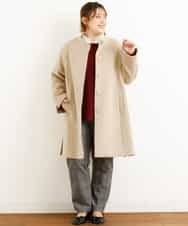 OLULM01260 eur3(エウルキューブ) 【大きいサイズ】ウール混クラシックコート ベージュ(82)