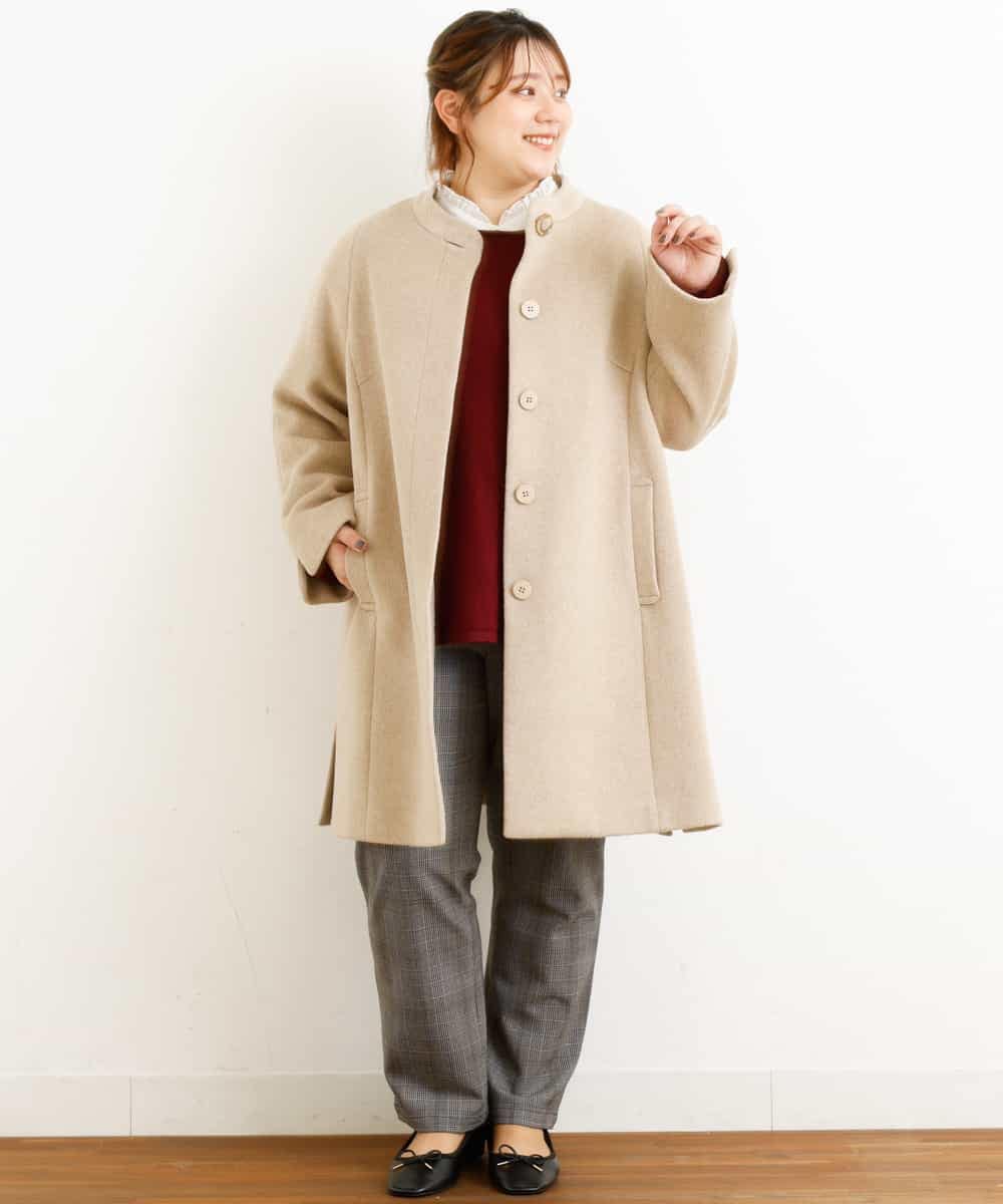 OLULM01260 eur3(エウルキューブ) 【大きいサイズ】ウール混クラシックコート ベージュ(82)