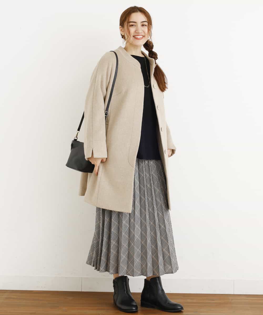 OLULM01260 eur3(エウルキューブ) 【大きいサイズ】ウール混クラシックコート ベージュ(82)