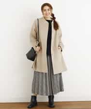 OLULM01260 eur3(エウルキューブ) 【大きいサイズ】ウール混クラシックコート ベージュ(82)