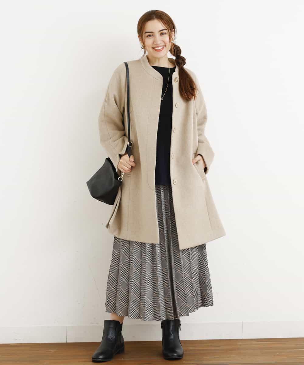OLULM01260 eur3(エウルキューブ) 【大きいサイズ】ウール混クラシックコート ベージュ(82)