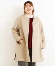OLULM01260 eur3(エウルキューブ) 【大きいサイズ】ウール混クラシックコート ベージュ(82)
