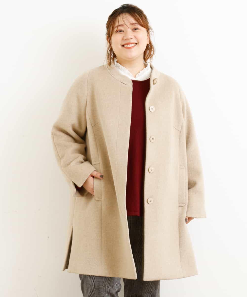 OLULM01260 eur3(エウルキューブ) 【大きいサイズ】ウール混クラシックコート ベージュ(82)