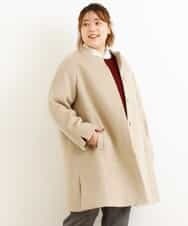 OLULM01260 eur3(エウルキューブ) 【大きいサイズ】ウール混クラシックコート ベージュ(82)