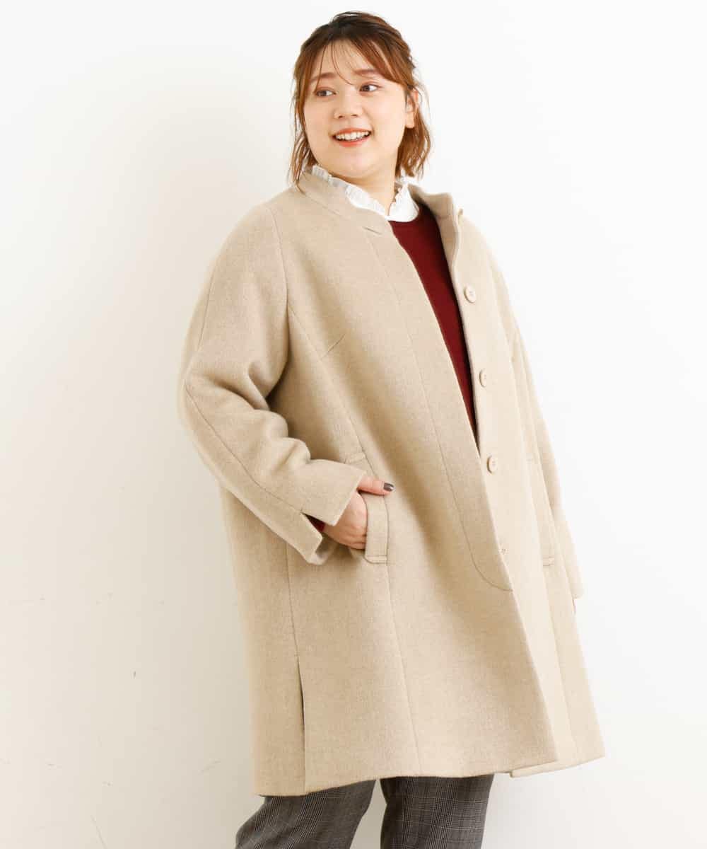 OLULM01260 eur3(エウルキューブ) 【大きいサイズ】ウール混クラシックコート ベージュ(82)